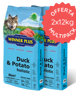 Winner Plus Duck e Potato Holistic 12 Kg Offerta 2 pacchi da 12 Kg